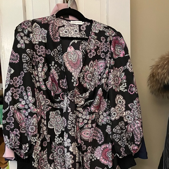 SCANLAN THEODORE BLACK / PINK MULTI PAISLEY PRINTED LONG SLEEVED 100% SILK DRESS - Picture 3 of 6